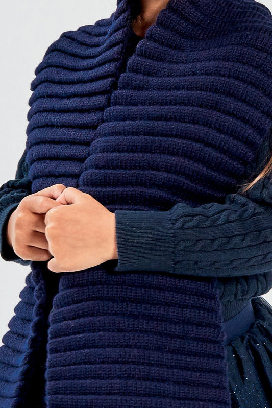 Kids Ribbed Scarf, Navy