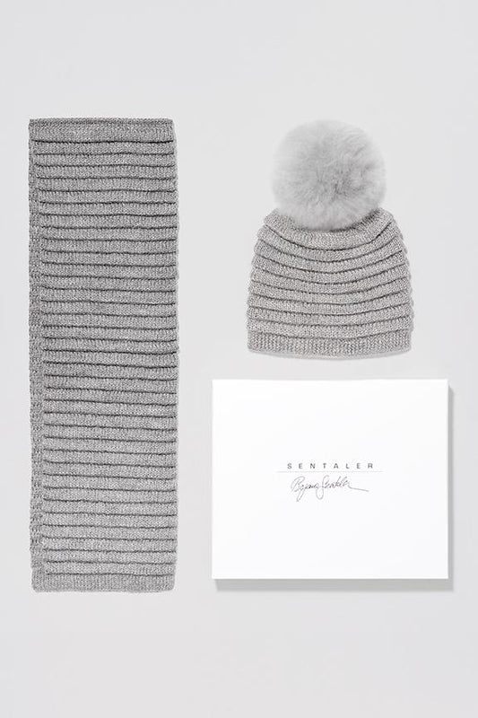 Kids Ribbed Scarf, Grey