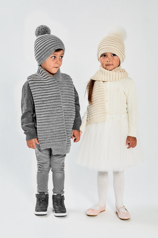 Kids Ribbed Scarf, Ivory